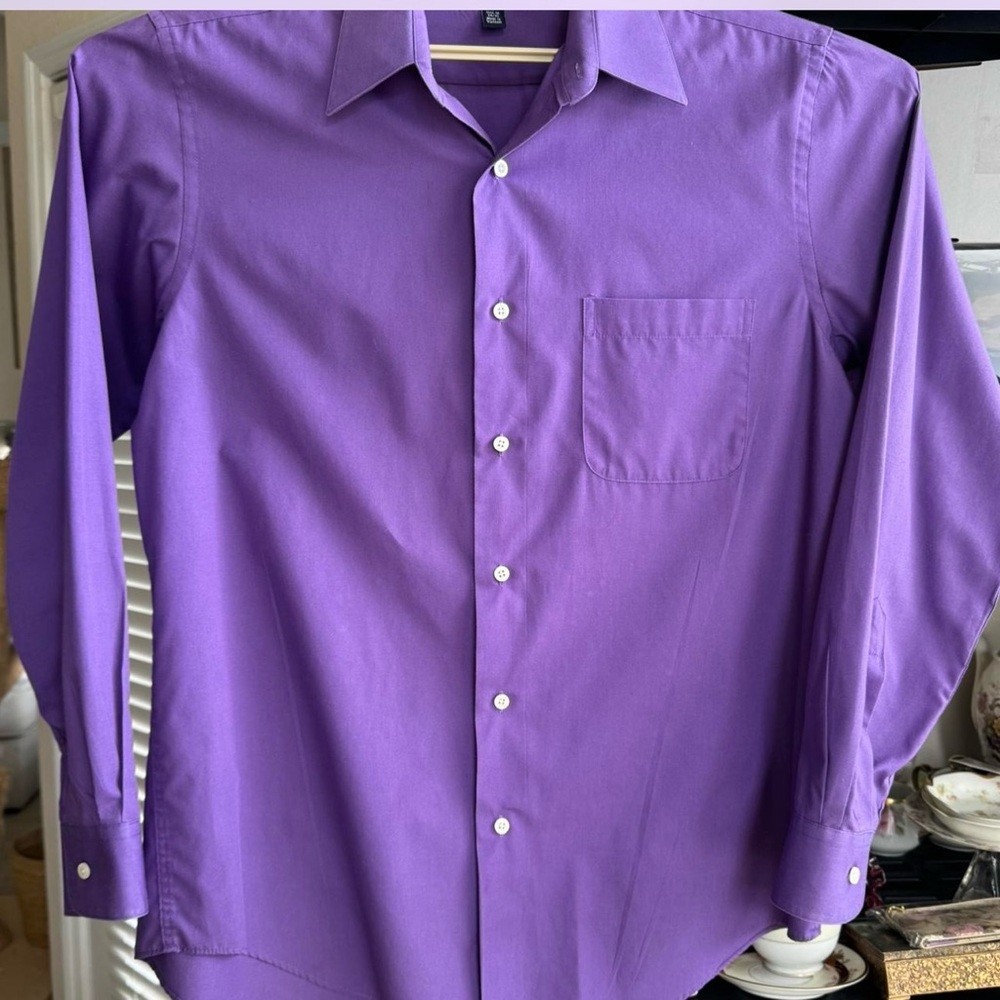 Croft & Barrow Purple Dress Shirt Men’s M 15.5-16 Button Front